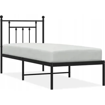 Postel Černý rám postele z oceli 196 x 80 x 97 cm s čelem
