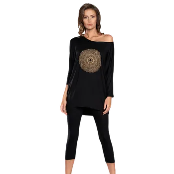 Dámské pyžamo Dámské pyžamo Italian Fashion Mandala 3/4 black XXL Černá