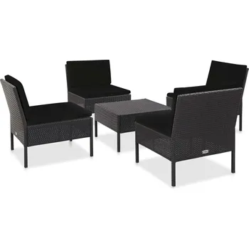 Zahradní sestava 5dílná zahradní sedací souprava s poduškami polyratan černá - 8719883832456