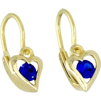 Módní doplněk Goldstore Dětské náušnice zlato safírové srdce Váha: 0.92 g