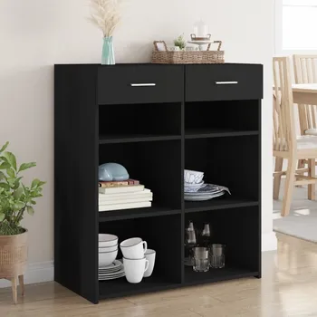 Organizace kuchyně Příborník černý 80 x 42,5 x 93 cm kompozitní dřevo - 8721102655661