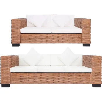 Zahradní pohovka 2dílná sedací souprava s poduškami přírodní ratan - 8719883731599