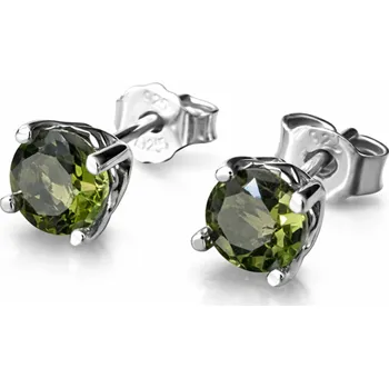 Náušnice Vltavín Moldavite Stříbrné náušnice s vltavíny P32 0068