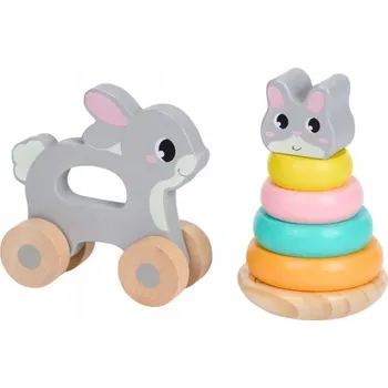 Dřevěná hračka Dřevěná věž pyramida ke skládání PRO DĚTI ZAJÍČEK MINI MATTERS 10 M+