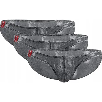 Pánské spodní prádlo SEXY PÁNSKÉ SLIPY S BROKÁTOVÝM VZOREM, SADA 3 ks, Šedé