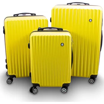 Sada kufrů žluté barvy XL, L, M cestovní na kolečkách ABS