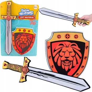 Dětská zbraň RYTÍŘSKÁ SADA PĚNOVÝ ŠTÍT A MEČ ZBRAŇ PRO DĚTI ZNAK LVA