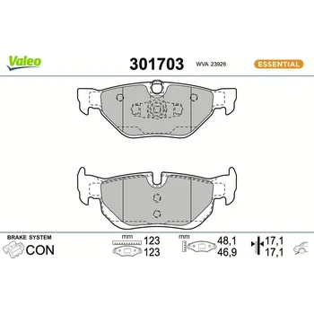 Brzdová destička Sada brzdových destiček, kotoučová brzda VALEO 301703