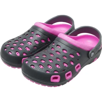 Dámské pantofle Dámské gumové nazouváky černá/růžová Listar 2001B (Dámské nezateplené gumové nazouváky)