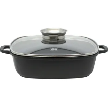 Hrnec Elo 19658 Pekáč se skleněnou poklicí a aroma úchytem Alucast 28 x 28 cm, černá