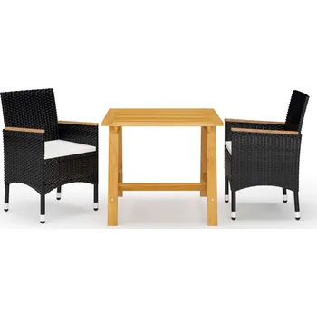 Zahradní sestava 3dílný zahradní jídelní set černý - 8720286335581