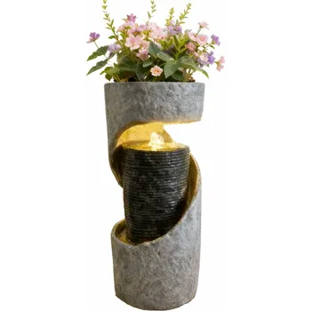 Zahradní dekorace Zahradní spirálová fontána 28x28x67,5 cm s LED