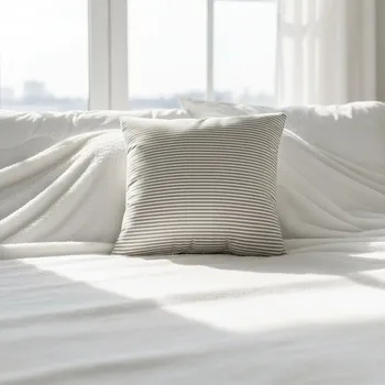 Povlak na polštářek Bavlněný povlak na polštář - Proužek béžový Zapínání: knoflík, Velikost polštáře: 40x40