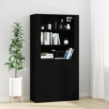 Příborník do zásuvky Skříň highboard černá kompozitní dřevo - 8720845823214