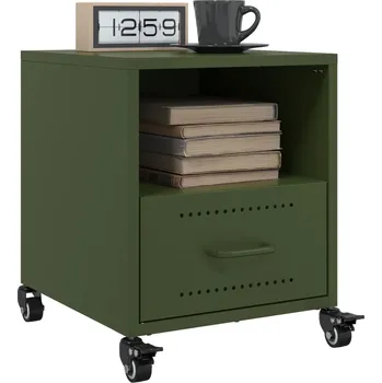 Noční stolek Noční stolky 2 ks olivově zelené 36 x 39 x 43,5 cm ocel - 8721102635960