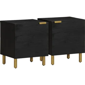 Noční stolek Noční stolky 2 ks černé 40x33x46 cm masivní mangovníkové dřevo - 8721158447388