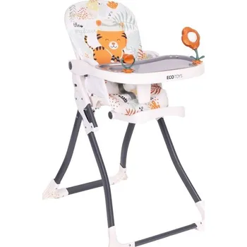 Dětsný nábytek EcoToys HC301-2402 Skládací dětská jídelní židlička s hračkami Tygřík
