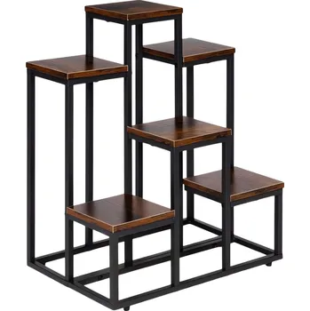 Stojan na květiny ModernHome ME-ATS20 Stojan na květiny 67 cm, 6 polic, tmavé dřevo