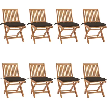 Skládací zahradní židle s poduškami 8 ks masivní teak - 8720286440940