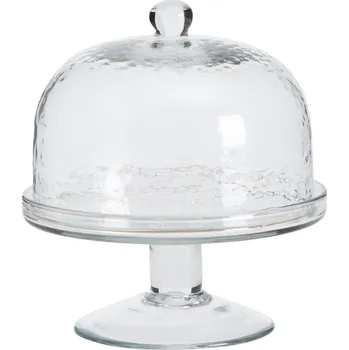 Kave Home Skleněný podnos na dort s poklopem Sileia Ø 13 cm