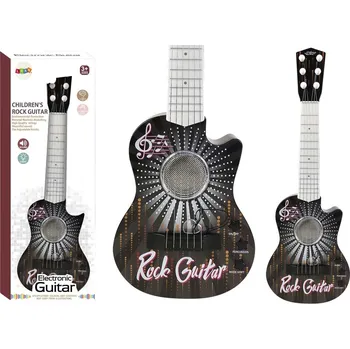 Hudební nástroj pro děti ELEKTRICKÁ HRAČKOVÁ KYTARA PRO DĚTI HRAČKA SVĚTLA ZVUKY KOSTKA