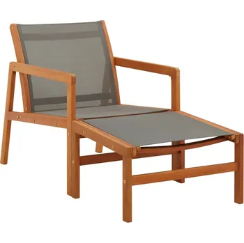 Zahradní křeslo s podnožkou šedé masivní eukalyptus a textilen - 8719883826691