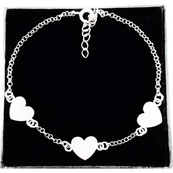 Náramek Náramek tři srdce – srdce gravírování stříbro 925