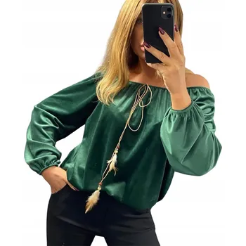 Dámská halenka B1172 VELUROVÁ ŠPANĚLSKÁ HALENKA ZELENÁ vel. 46 (3XL)