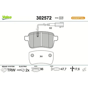 Brzdová destička Sada brzdových destiček, kotoučová brzda VALEO 302572