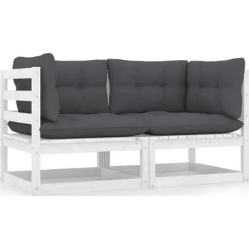 Zahradní pohovka 2místná zahradní pohovka s poduškami bílá masivní borovice - 8720286355497