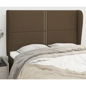 Čelo postele typu ušák tmavě hnědé 147x23x118/128 cm textil - 8720287256816