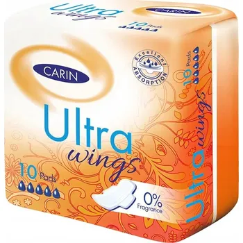 Menstruační vložka CARIN Hygienické vložky ULTRA S KŘIDÉLKY, 10 Ks.