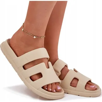 Dámské žabky NAZOUVÁKY DÁMSKÉ LEHKÉ PĚNOVÉ NA BAZÉN POHODLNÉ BÉŽOVÉ 39