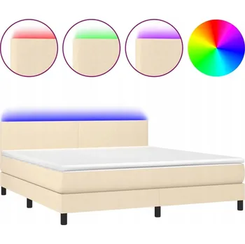 Postel Kontinentální postel s matrací 203x160x78/88 cm, krémová, s LED diodami