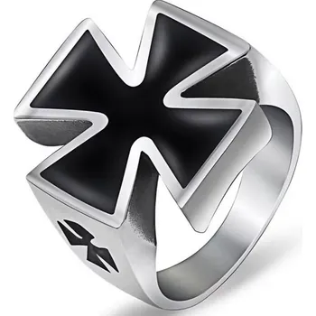 Prsten Prstýnek kříž (ocelový) 12 (Prsten kříž templářů)