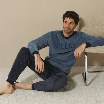 Pánské pyžamo Fleecové pyžamo Relax modrá/nám.modrá 97/106 (L)