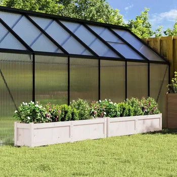 Truhlík Zahradní truhlíky 2 ks bílé masivní borové dřevo - 8721012076242