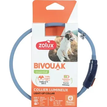 Obojek pro psa Obojek LED malý BIVOUAK 20-40cm USB modrá Zolux
