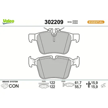 Brzdová destička Sada brzdových destiček, kotoučová brzda VALEO 302209
