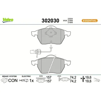 Brzdová destička Sada brzdových destiček, kotoučová brzda VALEO 302030