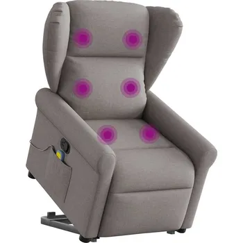 Křeslo Zvedací masážní polohovací křeslo taupe textil - 8721102963735