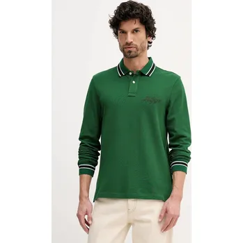 Pánské tričko Bavlněné tričko s dlouhým rukávem Tommy Hilfiger MW0MW41623 zelená 77X, vel. M