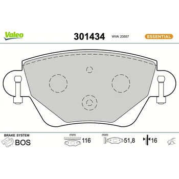 Brzdová destička Sada brzdových destiček, kotoučová brzda VALEO 301434