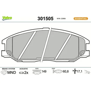 Brzdová destička Sada brzdových destiček, kotoučová brzda VALEO 301505