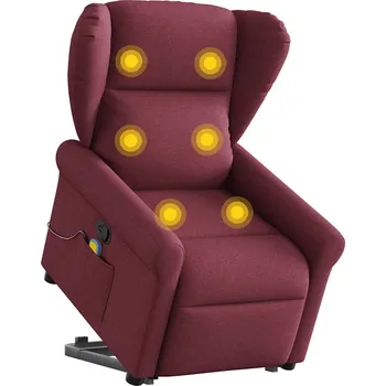 Křeslo Zvedací masážní polohovací křeslo vínové textil - 8721102963698