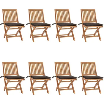 Skládací zahradní židle s poduškami 8 ks masivní teak - 8720286440797