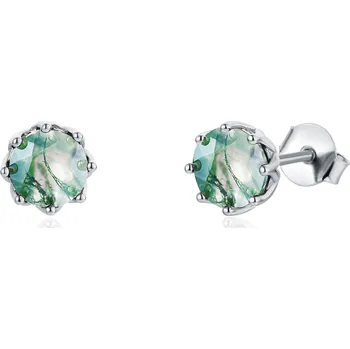 Náušnice Olivie Stříbrné náušnice MECHOVÝ ACHÁT 8404 Ag 925; ≤1,2 g.