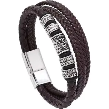 Náramek Trojitý designový pánský náramek hnědý