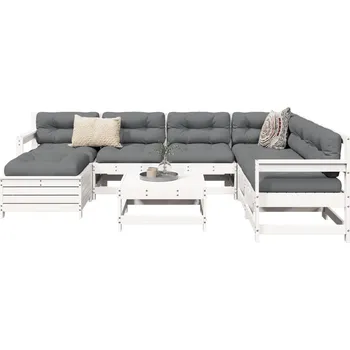 Zahradní sestava 8dílná zahradní sedací souprava bílá masivní borovice - 8721012895645