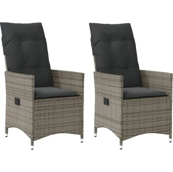 Polohovací zahradní křesla 2 ks s poduškami šedá polyratan - 8721012313057